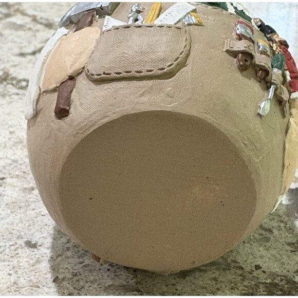 Vintage Roly Poly Santa Toy maker Folk Art Christmas Ornament Egg Shape 4” - Picture 8 of 9